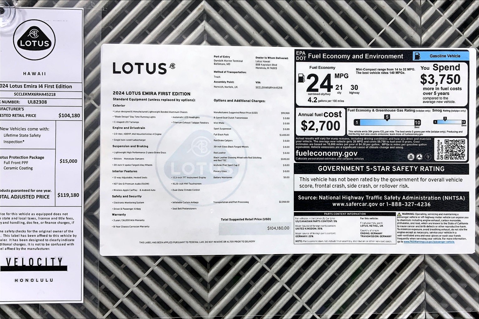 New 2024 Lotus Emira 2D Coupe in Honolulu #UL82307 | JN